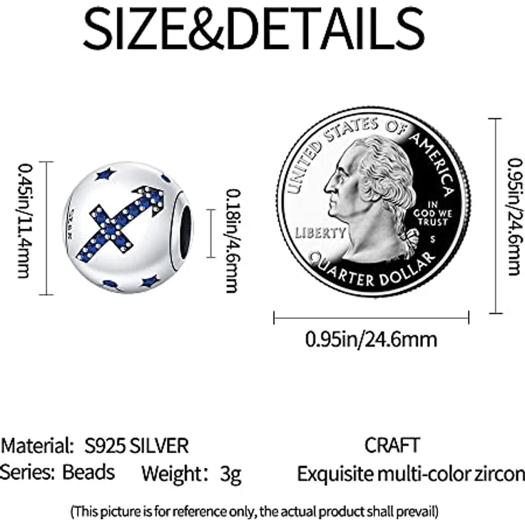 TINSLO Damen Charm Anhänger Sternzeichen, 925 Sterling Silber, 12 Sternbilder Charms Beads, kompatibel mit Pandora Armbändern und Halsketten – Bild 5