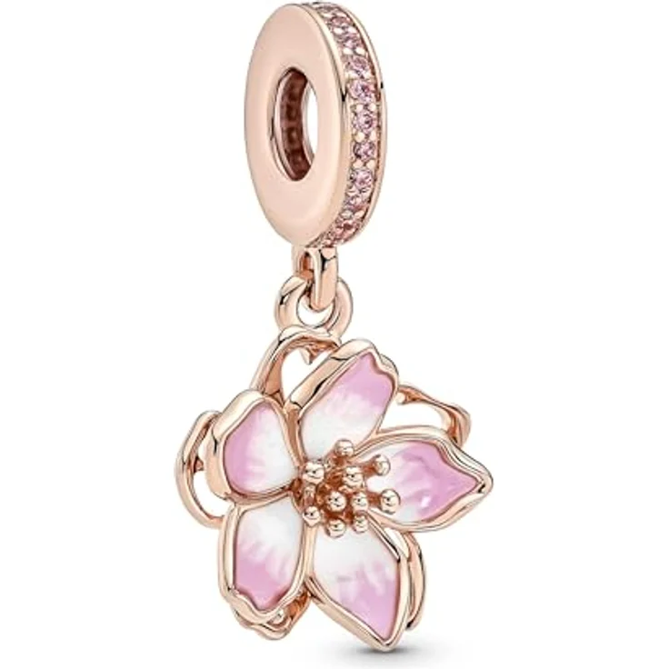 PANDORA Kirschblüten-Anhänger, rosévergoldete Metalllegierung mit Zirkoniasteinen, kompatibel mit Moments, 780667C01 – Bild 1