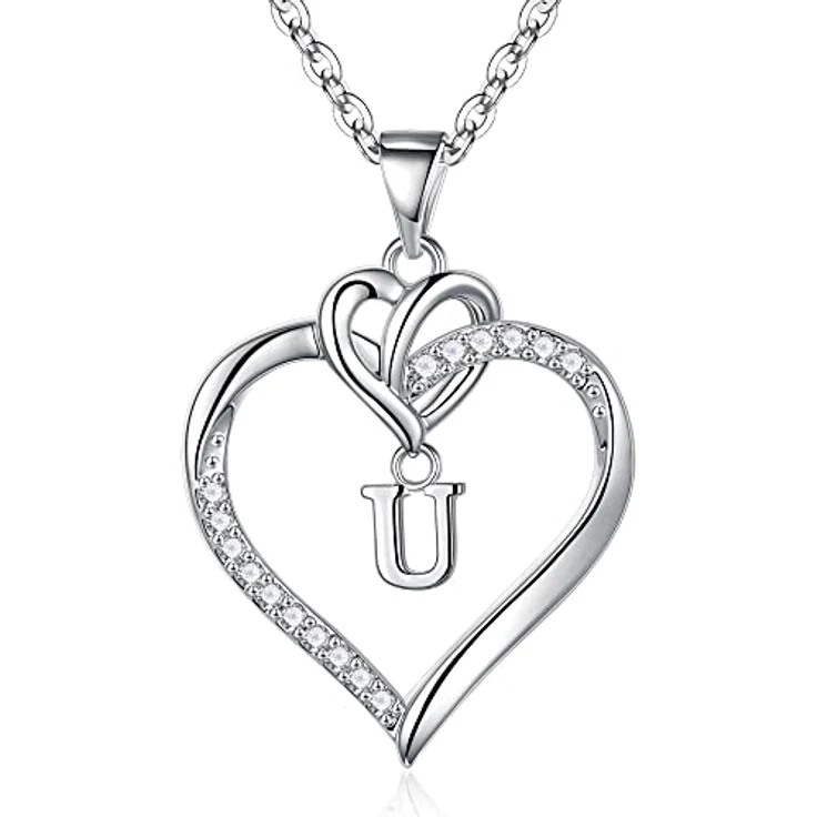 TINGN Herz Initial Kette Damen, vergoldete Halskette mit CZ Herz Anhänger und Buchstaben, 18"+2" Verlängerung, personalisierbarer Schmuck für Frauen und Mädchen – Bild 1