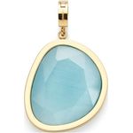 JEWELS BY LEONARDO Clip & Mix Bonny Anhänger, goldfarbener Edelstahl mit glasklarem Türkis Catseye, Schmuck Geschenk für Frauen