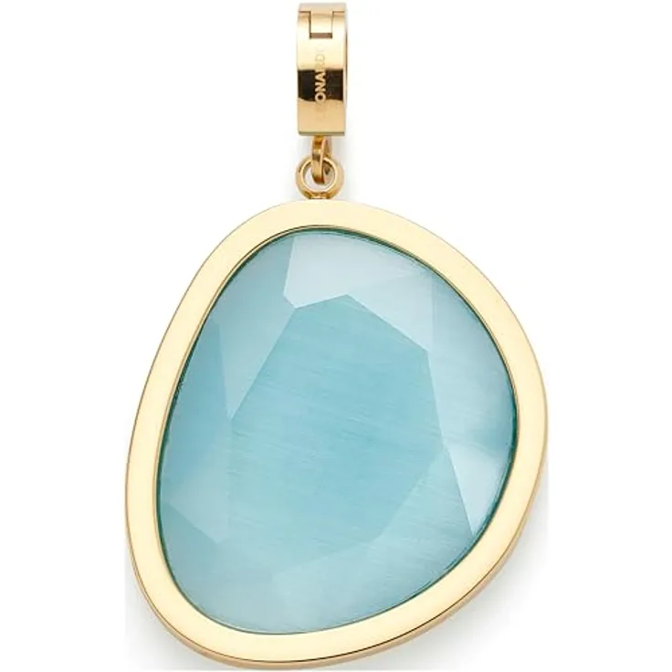 JEWELS BY LEONARDO Clip & Mix Bonny Anhänger, goldfarbener Edelstahl mit glasklarem Türkis Catseye, Schmuck Geschenk für Frauen