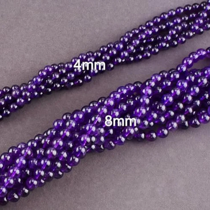 SKYBEADS Amethyst Stein Perlen zum Auffädeln, 8mm natürliche lila Edelsteinlose Perlen, 38cm Strang mit ca. 48 Stück – Bild 5