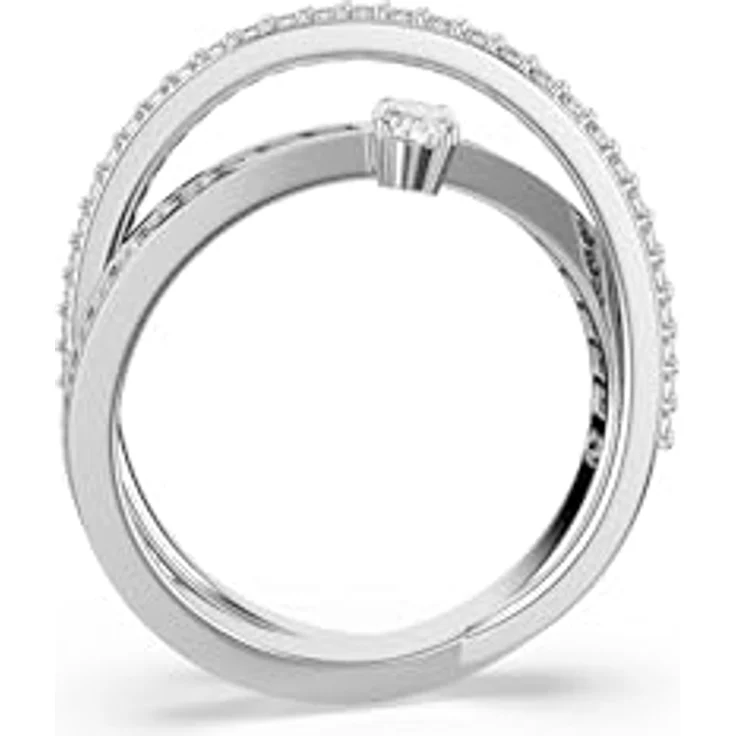 Swarovski Hyperbola Ring, Rhodinierter Damenring mit Klarem Swarovski Zirconia und Oval-Schliff – Bild 4
