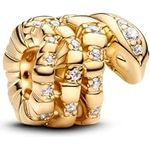 Pandora Charm Gedrehte Schlange 763618C01, Vergoldet mit Zirkonia, symbolisiert Transformation und Wachstum