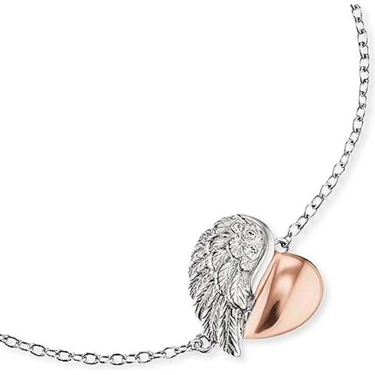 Engelsrufer Damen Armband, Bicolor Sterling Silber mit Herzflügel Anhänger und Zirkonia, längenverstellbar (17–20 cm), nickelfrei, allergikerfreundlich – Bild 2