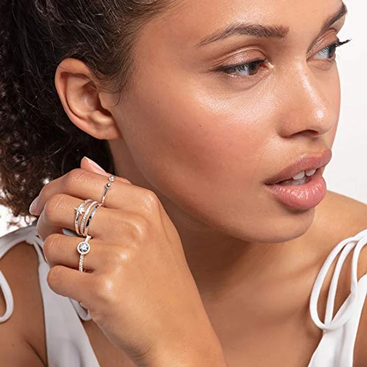 THOMAS SABO Damen-Ring TR2316-051-14-54, doppeltreihig mit weißen Steinen aus 925 Sterling Silber – Bild 4