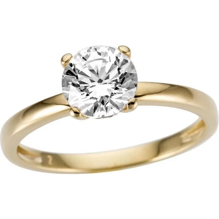 Firetti Goldring Solitär, 333er Gold Damenring mit synthetischem Zirkonia, Verlobungsring