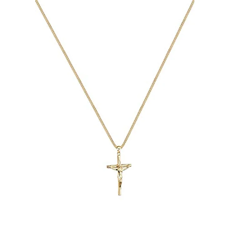 Elli Halskette Damen Kreuz Anhänger in 925 Sterling Silber vergoldet, klassisches Design, anlaufgeschützt, handgefertigt – Bild 2