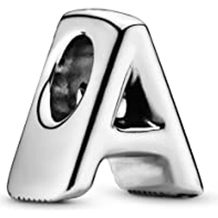 PANDORA Moments Buchstabe A - wendbares Alphabet-Charm aus Sterling-Silber mit geprägten Herzen und Perlen, kompatibel mit Moments Armbändern – Bild 4