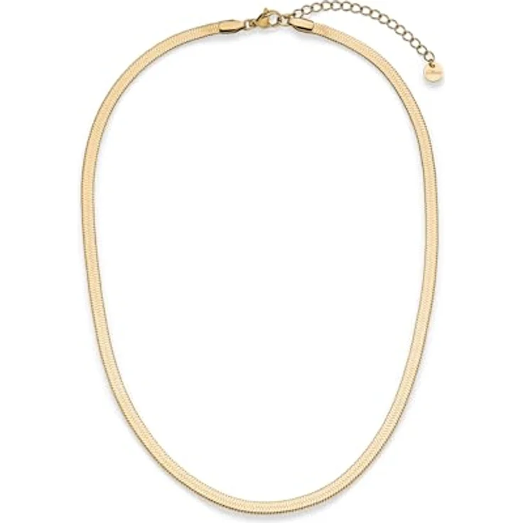 s.Oliver Necklace - Elegante Schlangenkette aus poliertem Edelstahl in IP Gold, 45 cm, wasserfest & hautfreundlich – Bild 3