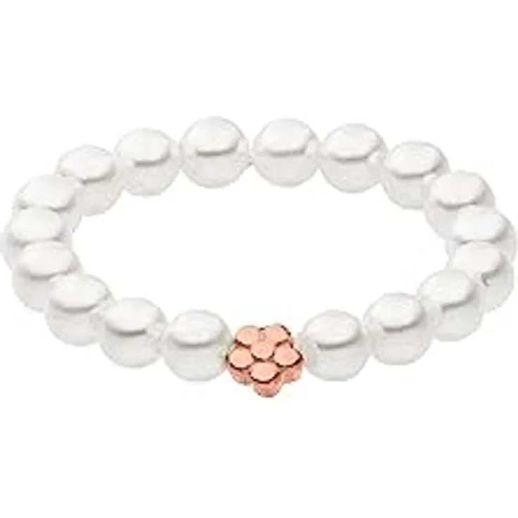 Purelei Shiny Bloom Ring S/M, Wasserfester elastischer Damenring aus Muschelperlen in Roségold, eleganter Schmuck für individuelle Styles, perfektes Geschenk