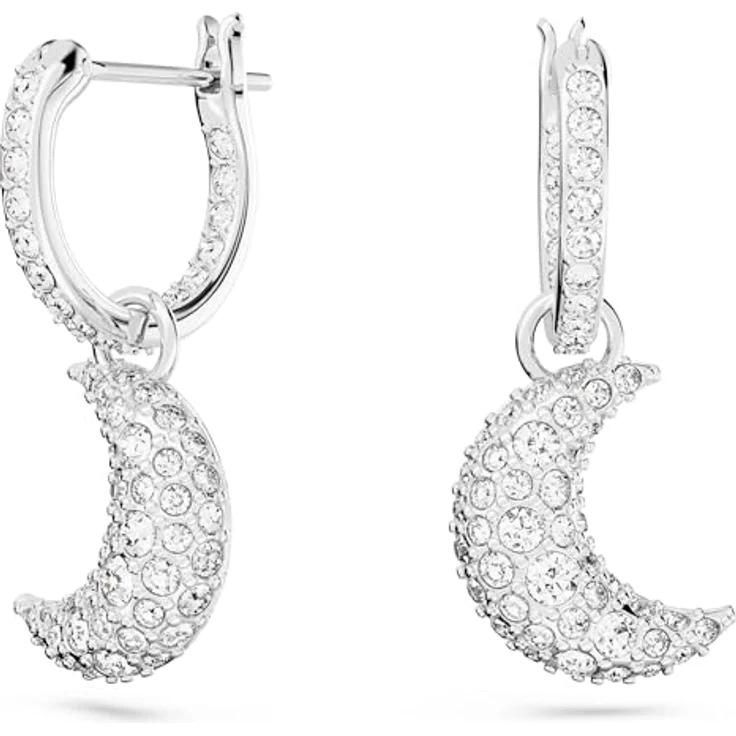 Swarovski Sublima Drop-Ohrhänger, Weiße, rhodinierte Damenohrringe mit strahlenden Swarovski Kristallen, 2.5 x 1.1 cm – Bild 1