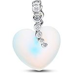PANDORA Moments Sternschnuppe & Herz Charm-Anhänger, Sterling-Silber mit Zirkonia und Glas, kompatibel mit ME und Moments, 794143C01