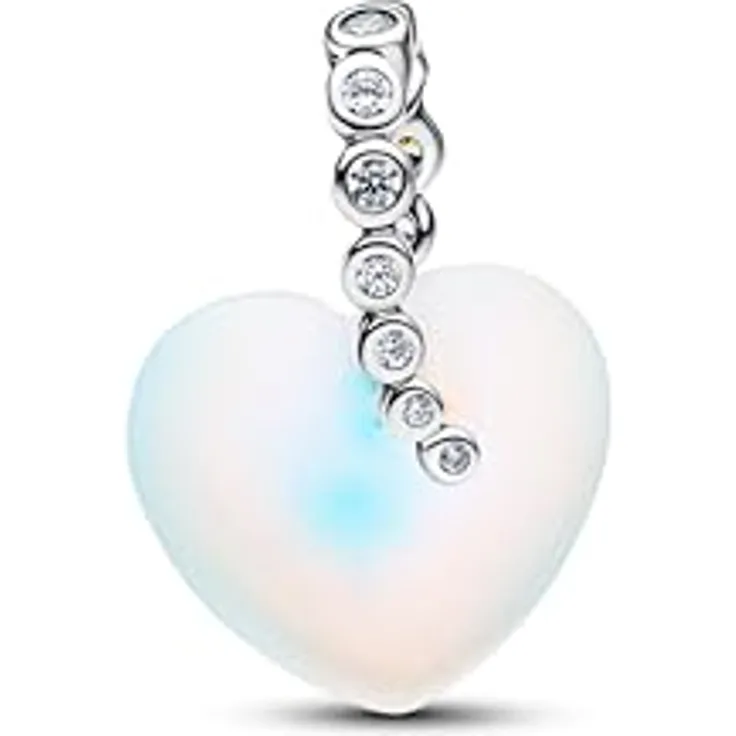 PANDORA Moments Sternschnuppe & Herz Charm-Anhänger, Sterling-Silber mit Zirkonia und Glas, kompatibel mit ME und Moments, 794143C01
