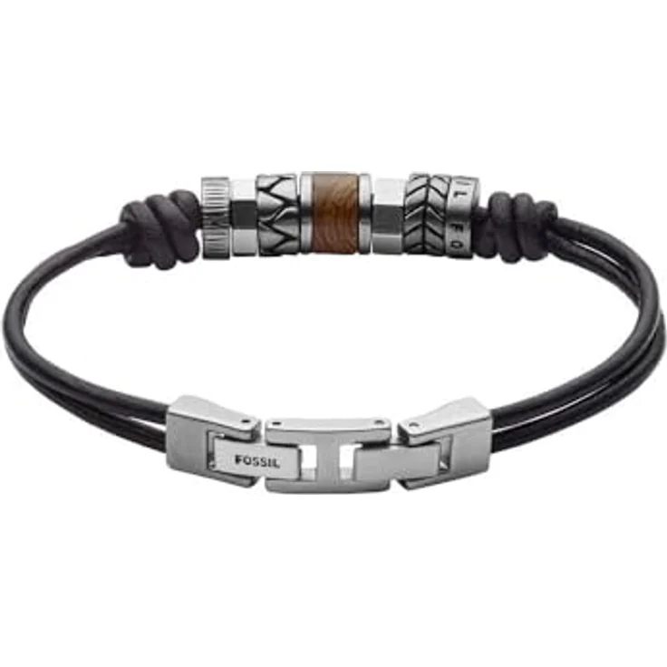 Fossil Herrenarmband aus Edelstahl, silbernes Armband mit Faltverschluss, Länge 20 + 1,5 cm – Bild 1