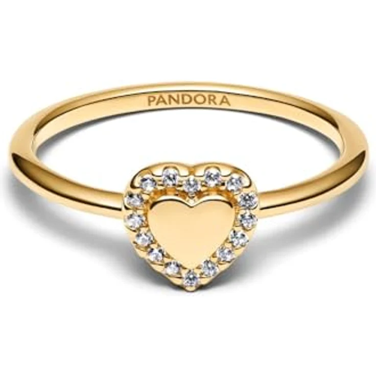 PANDORA Damenring Herz Goldfarben, Zirkonia, Ringgröße 60/19,1 – Bild 3
