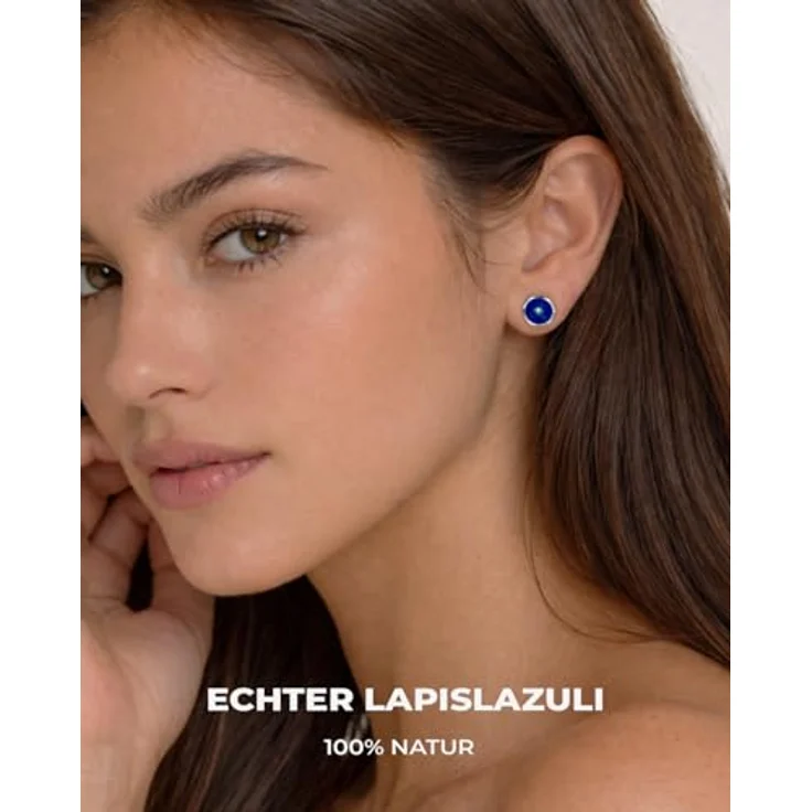 PURAJA Lapislazuli Ohrstecker, 925 Sterling Silber, handgefertigte Damen Edelstein Ohrringe für Allergiker, 10mm – Bild 2