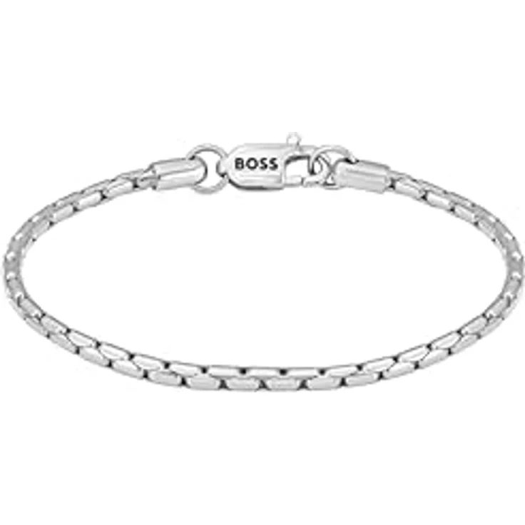 BOSS Jewelry Evan Armband aus Edelstahl, 195 mm Innenumfang, mit Logo-Anhänger und Karabinerverschluss – Bild 1