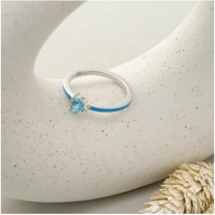 JETTE Damenring 925er Silber, recycelt, mit Emaille und Zirkonia, Blau Silber 32027883 – Bild 2