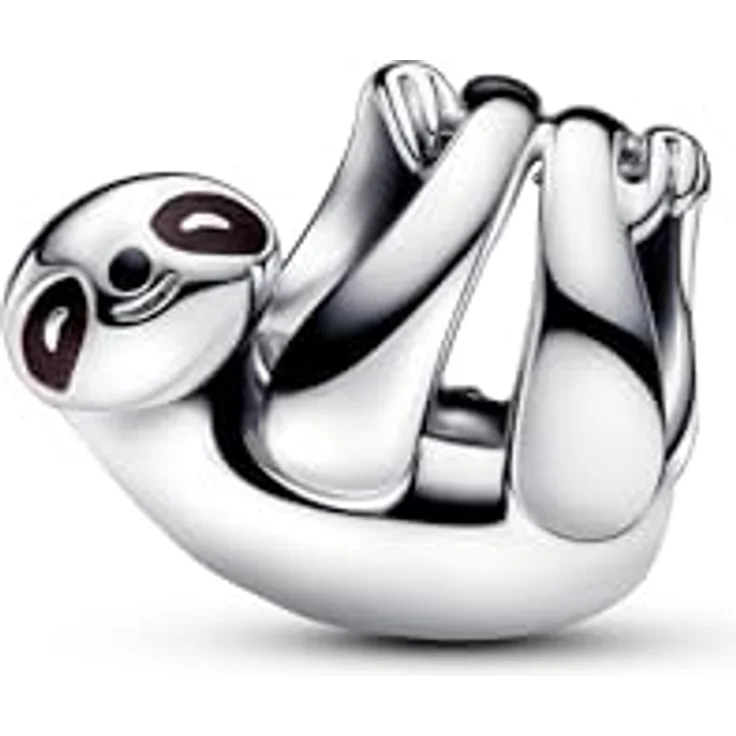 PANDORA Moments Hängendes Faultier Charm, Sterling Silber mit Emaille-Details, gravierte Botschaft „Good things take time“, kompatibel mit Moments Armbändern, 793331C01 – Bild 1