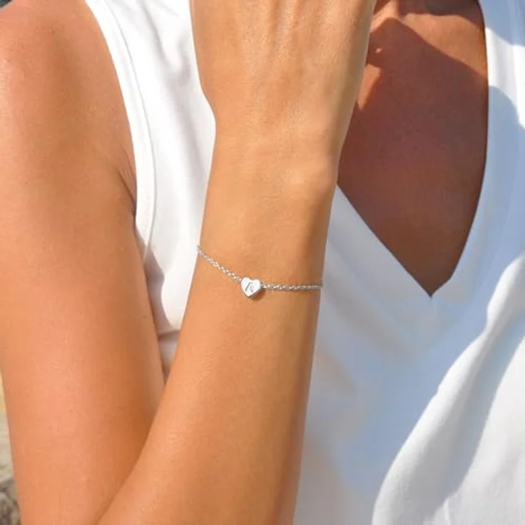 TINGN Silber Herz Armband mit Buchstaben M, verstellbar, 14 Karat vergoldet, für Damen und Mädchen, Geschenk zu Anlässe wie Geburtstag und Valentinstag – Bild 4