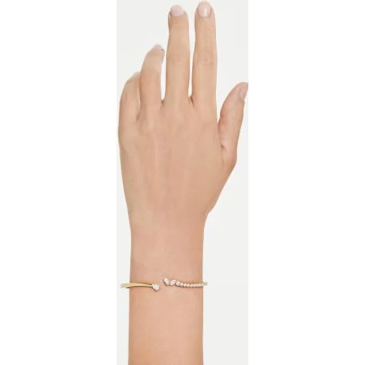 Swarovski Mesmera Armreif, 18 kt Gold-Finish, gemischter Schnitt, Weiß, Cubic Zirkonia, Medium – Bild 2
