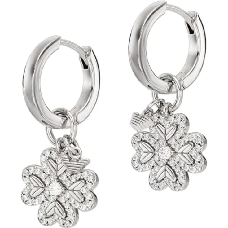 Emporio Armani Damen-Ohrringe, Creolenring aus Edelstahl mit Faltschließe, Altsilber – Bild 1