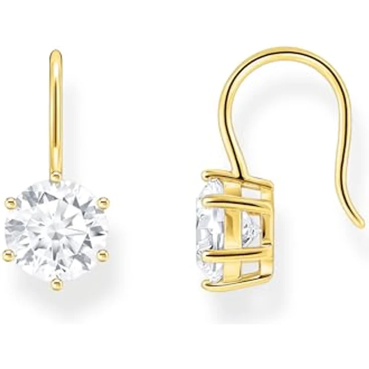 Thomas Sabo Ohrhänger H2287-414-14, vergoldetes Silber mit großem, weißen Zirkonia – Bild 1