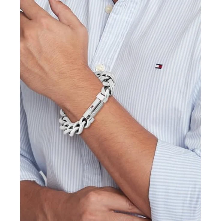 Tommy Hilfiger Jewelry Gliederarmband für Herren aus Edelstahl mit ikonischer Flagge, 190 mm Umfang, verstellbare Klappschließe – Bild 3