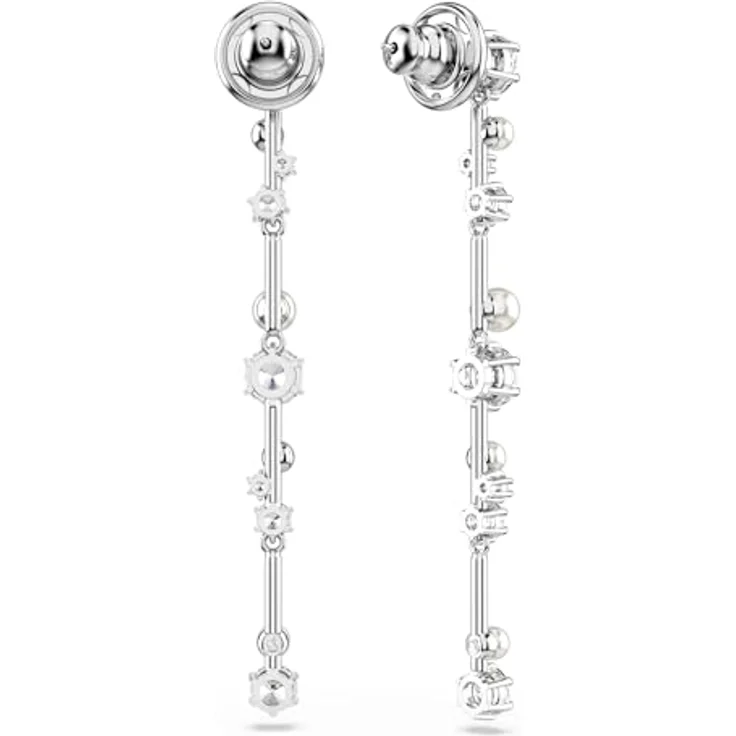 Swarovski Constella Drop-Ohrhänger, Paar Ohrstecker mit Swarovski® Zirkonia (synth) und Perle, rhodiniert – Bild 4