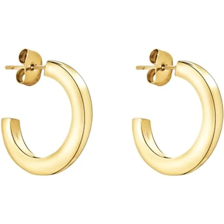 Liebeskind Berlin Creole LJ-1651-E-20, Damen-Ohrringe aus Edelstahl in IP Gold, 2 cm Größe, Steckverschluss