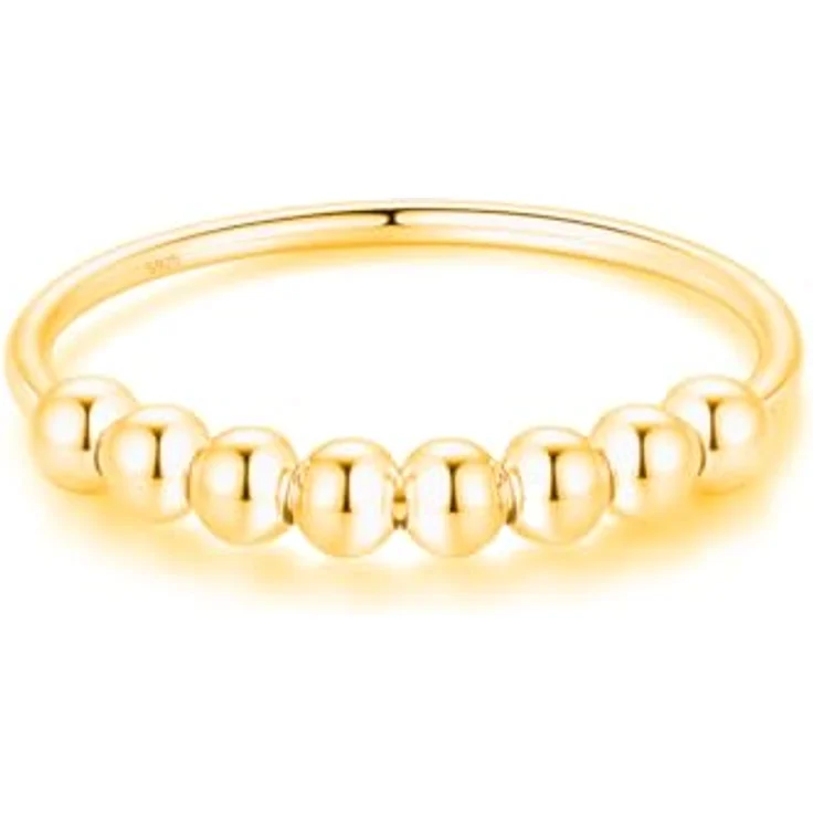 Lisandra Scott 925 Sterling Silber Angst Spinning Ring mit Perlen, Anti-Stress Dekompression Angstring für Damen, Gold, Größe 56 – Bild 2