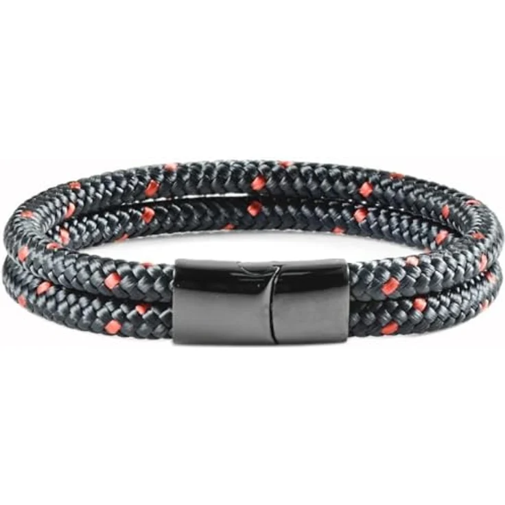 Galeara Noa Segeltau Armband Geflochten mit Magnetverschluss, Maritim Surferarmband, Nylon, Navy, Größe 225 mm – Bild 5