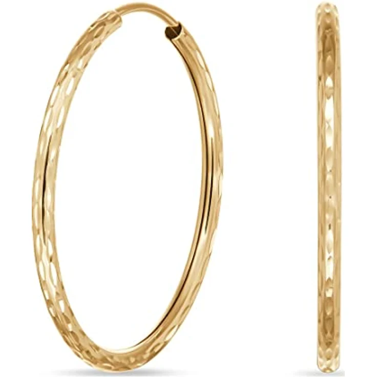 FAVS Creolen 88466446, feine Struktur aus 375er Gelbgold, diamantiert und poliert – Bild 2