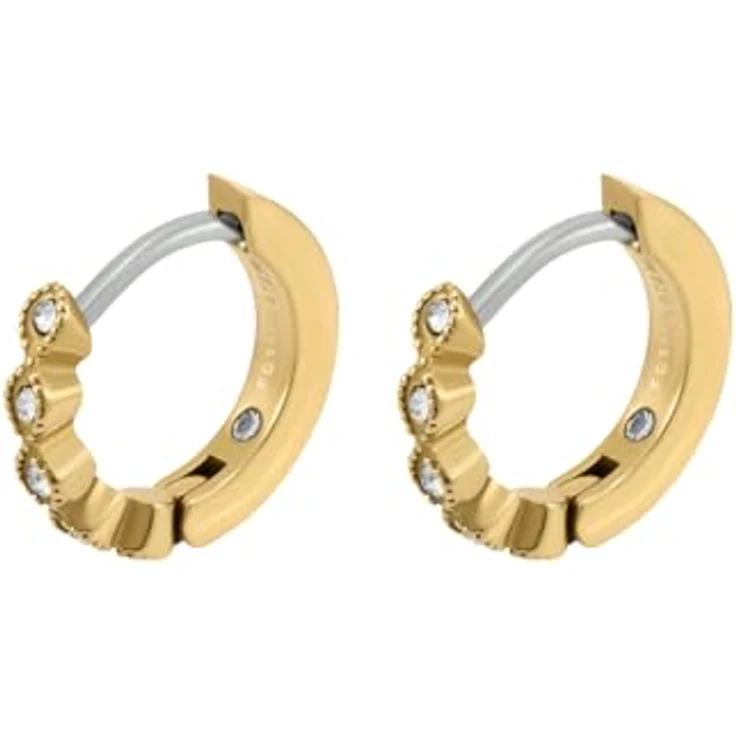 Fossil Damen Ohrringe aus goldfarbenem Edelstahl, mit Ringverschluss, poliert, 1.03 cm lang – Bild 3
