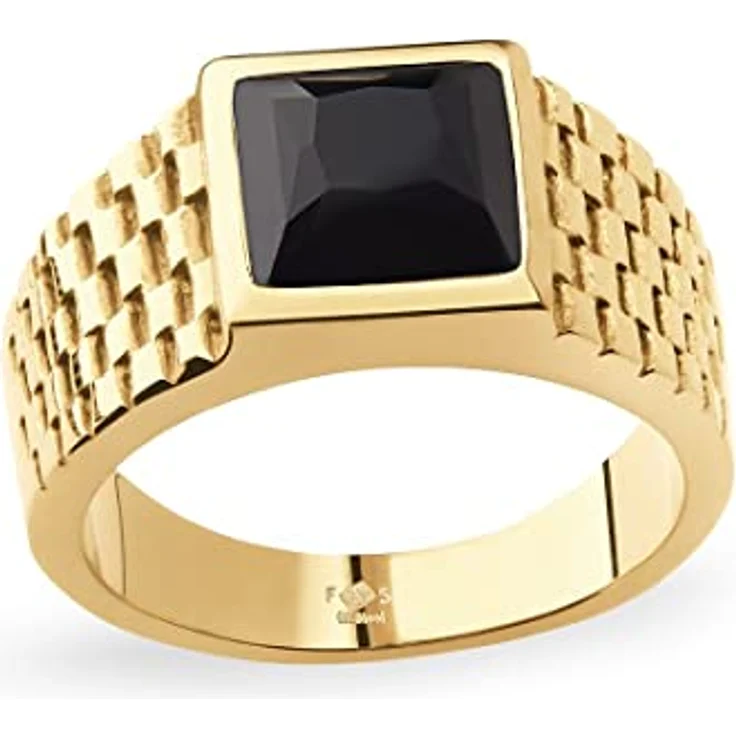 FAVS Herren-Edelstahlring mit Onyx, 1,02 cm Breite, 3,5 mm Stärke, Gelbgold 32021900 – Bild 2