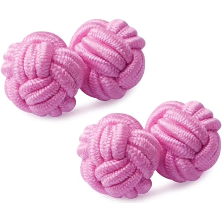 HONEY BEAR Seidenknoten Manschettenknöpfe, 1 Paar, handgefertigt aus weicher Seide, 8 mm Durchmesser, für Herren/Damen, ideal für Hochzeit und formelle Anlässe