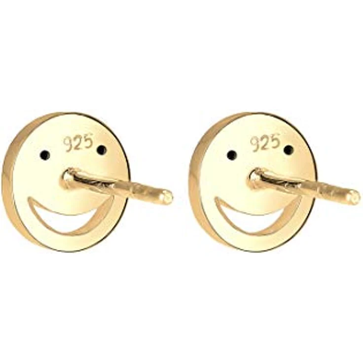 Elli Damen Ohrstecker Smiley Face Emoji mit Glaskristall, 925 Sterling Silber vergoldet – Bild 4