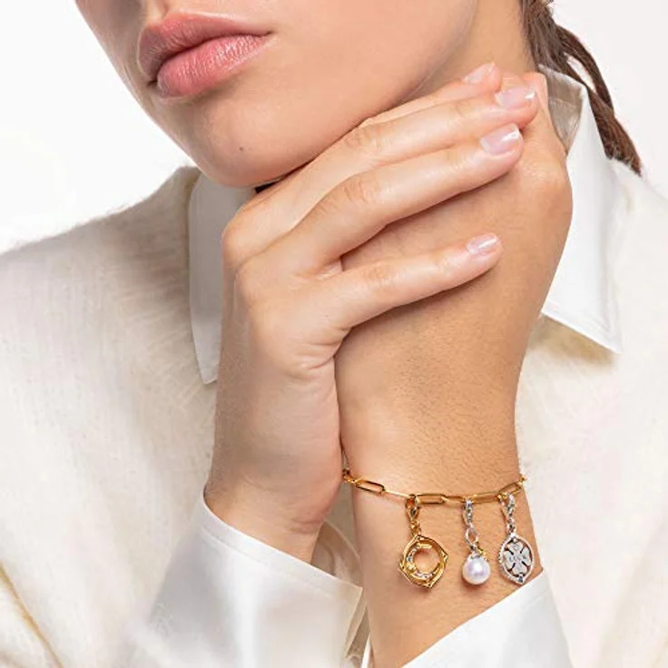 THOMAS SABO Charm-Anhänger Mond, 925er Sterlingsilber vergoldet, Zirkonia, synthetischer Spinell, Gold – Bild 3