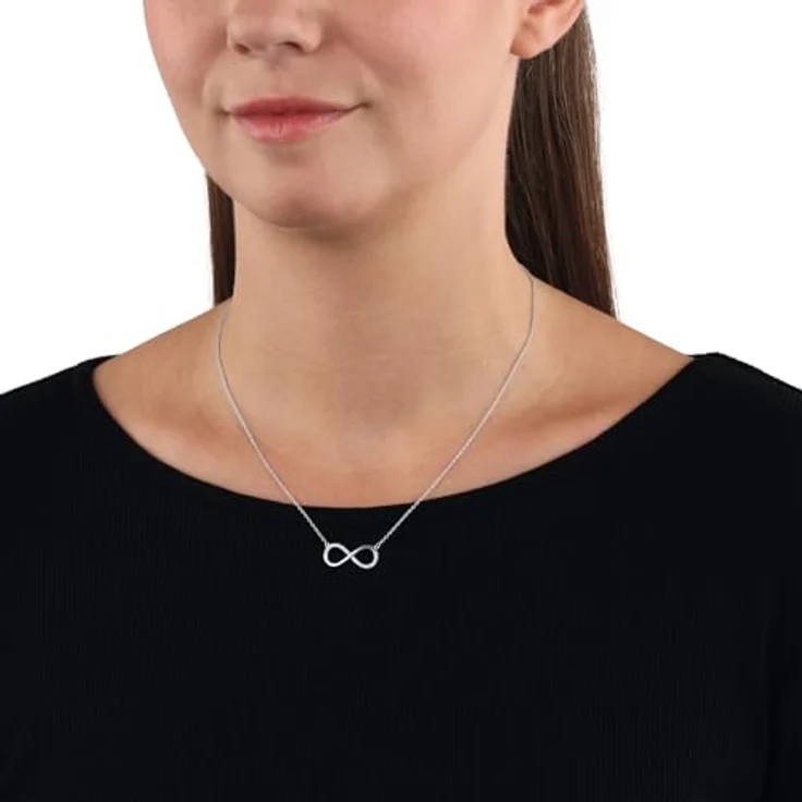Amor Kette mit Anhänger Weißgold 375/9ct, Damen Halsschmuck mit Zirkonia, 42+3 cm, Infinity, in Schmuck Geschenk Box, 2014440 – Bild 4