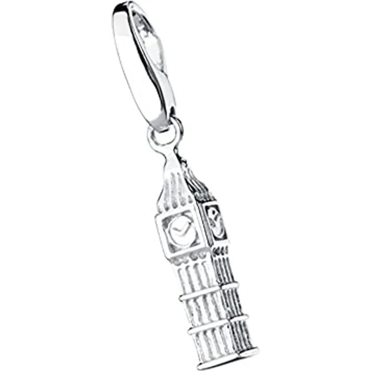 Giorgio Martello Milano Charm Big Ben, 925 Sterling Silber rhodiniert, Onesize, Clipverschluss