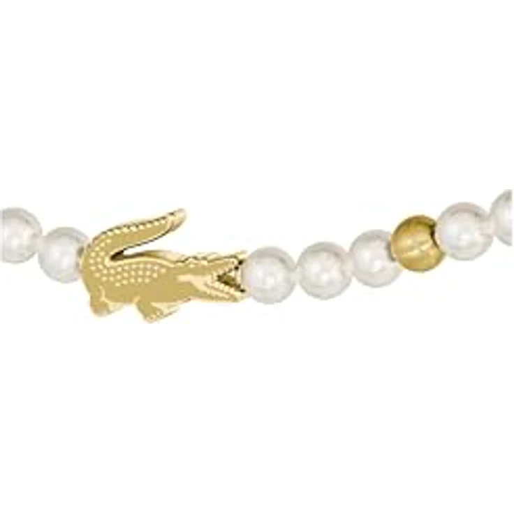 Lacoste MATCHPOINT Perlenarmband für Männer und Frauen, Gelbgold mit Tennisball- und Krokodil-Charm, 160 mm (mit 5 mm Verlängerung) – Bild 2