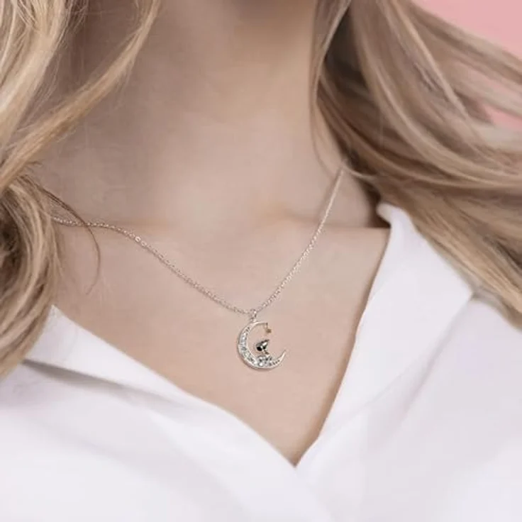 Peanuts Snoopy in Moon, Unisex Halskette, Fan-Merch in silberfarben – Bild 3