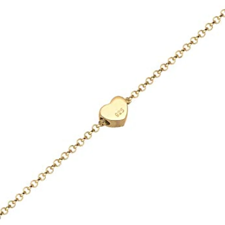Elli Armband Damen mit Herz Anhänger Basic, 925 Sterling Silber vergoldet, 16 cm, handgefertigt, anlaufgeschützt – Bild 3