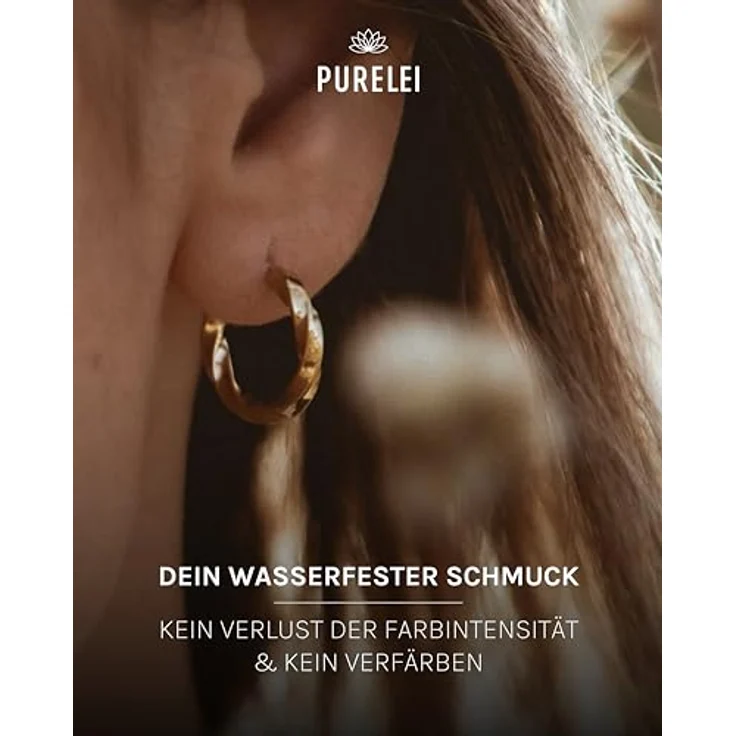 PURELEI Kelani Creole Ohrringe (Gold), 1,5 cm Durchmesser, wasserfest, Damenohrringe aus langlebigem Edelstahl, eleganter Modeschmuck – Bild 5