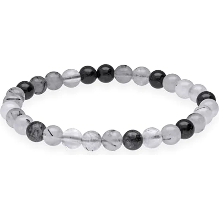 Lebensquelle Plus Kugelarmband Turmalinquarz | 6 mm Perlenarmband | Dehnbar, Hochwertiges Edelsteinarmband mit Edelsteinkarte – Bild 1