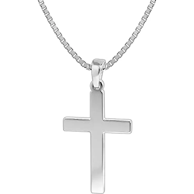 trendor Herren-Halskette mit Kreuz-Anhänger, Silber 925, 50 cm, modische Geschenkidee