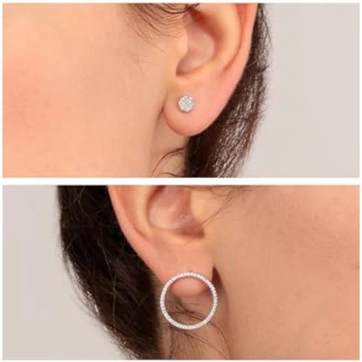 CHRIST Ohrstecker 89085799, asymmetrischer Ohrschmuck aus recyceltem 925er Silber mit Zirkonia-Besatz – Bild 2