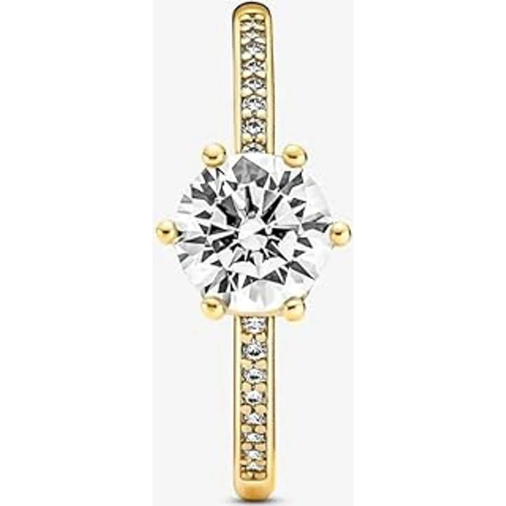 Pandora 168289C01 Damenring, Funkelnde Krone, goldfarben, mit Zirkonia, Breite Ringkopf 8 mm, Größe 52/16,6 – Bild 3