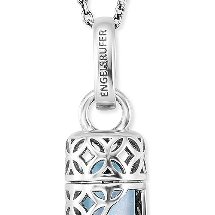 Engelsrufer Damen Halskette, Sterling Silber mit austauschbarem Kraftstein Anhänger Blauer Achat Größe M, Karabinerverschluss, dreifach verstellbar, nickelfrei – Bild 2